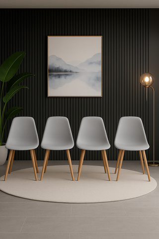 PROMOCION ! pack 4 sillas gris tela