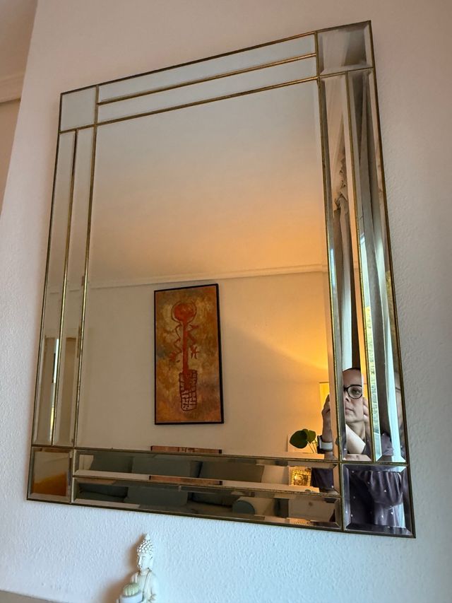 Espejo Vintage Metal y Cristal dorado