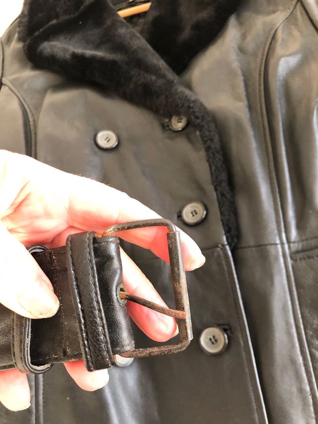 Chaquetón de cuero Mauritius con cuello de pelo