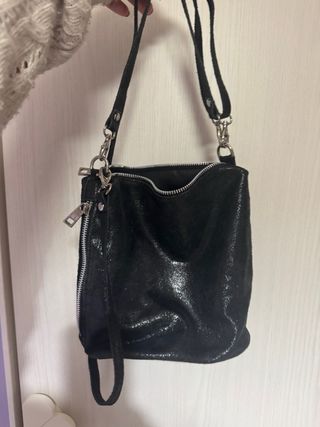 Borsa nera glitterata tracolla mano