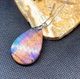 Labradorita morada y naranja colgante plata925