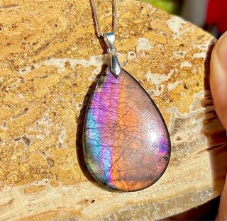 Labradorita morada y naranja colgante plata925