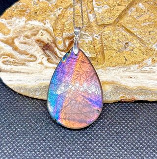 Labradorita morada y naranja colgante plata925