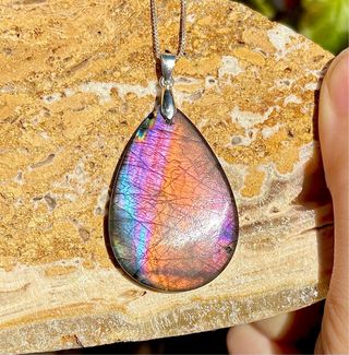 Labradorita morada y naranja colgante plata925