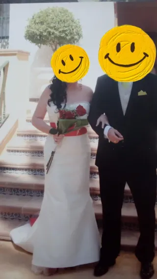 Vestido de Novia Talla 42 Blanco y Rojo