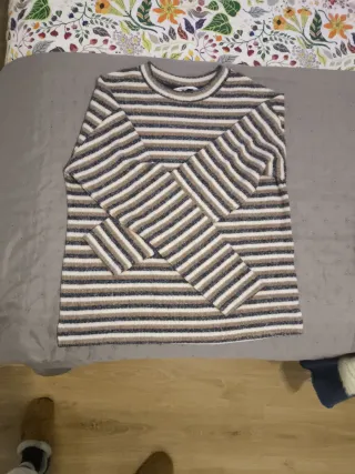 Jersey rayas marrón, gris y blanco Talla S