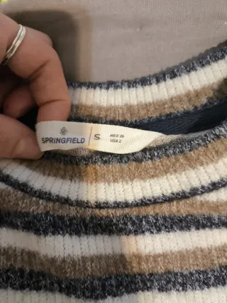 Jersey rayas marrón, gris y blanco Talla S