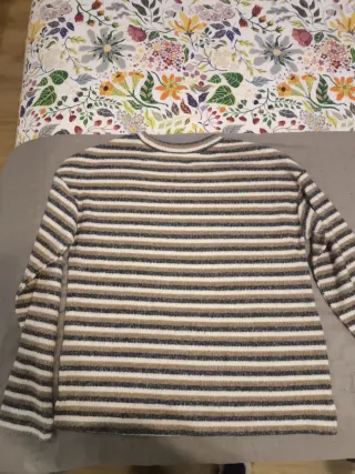 Jersey rayas marrón, gris y blanco Talla S