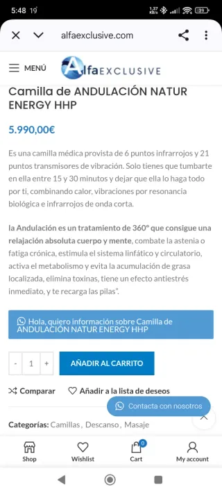Camilla de andulación HHP NaturEnergy