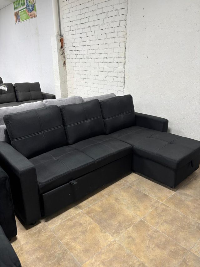 Sofá Cama Chaiselongue Reversible Negro