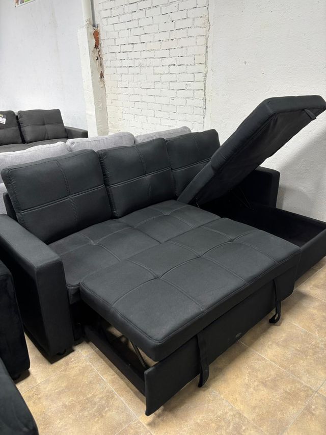 Sofá Cama Chaiselongue Reversible Negro