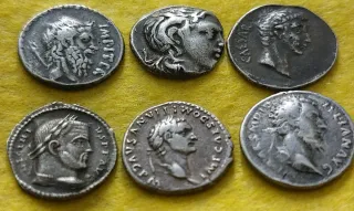Lote 6 Réplicas Denario Romano Plata silver