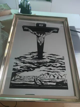 Espejo grabado Jesucristo en la Cruz