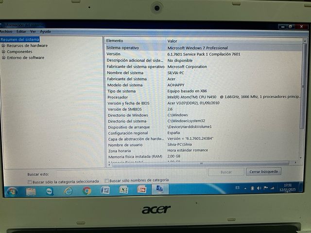 Acer Aspire One Blanco/Turquesa