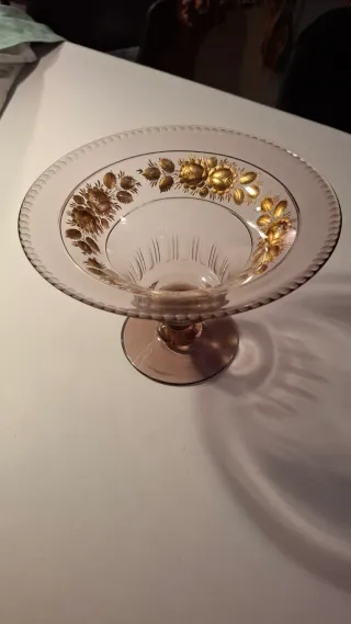 Frutero de cristal con dorado