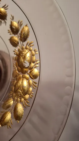 Frutero de cristal con dorado