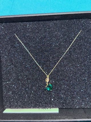 Collar Oro 18K Mujer Esmeralda Corazón NUEVO