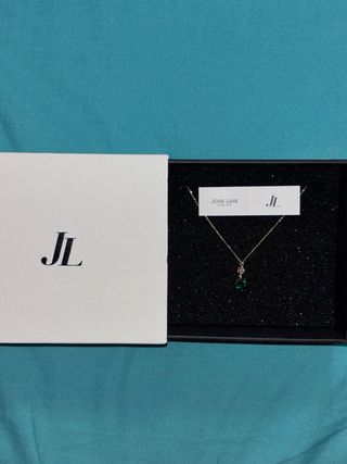 Collar Oro 18K Mujer Esmeralda Corazón NUEVO