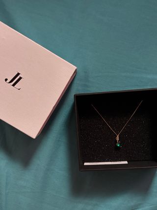 Collar Oro 18K Mujer Esmeralda Corazón NUEVO