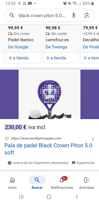 Pala Black Crown Piton 5.0 Soft Reina