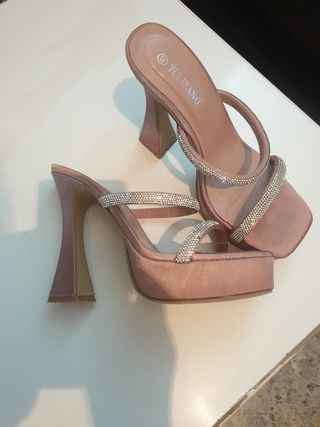 Sandalias TULIPANO fiesta doradas/rosas