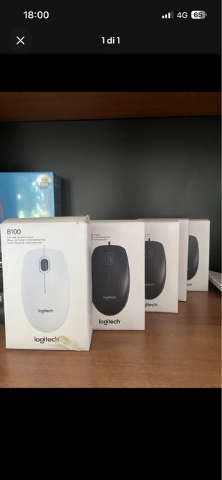 Mouse Logitech B100 Bianco e Nero.