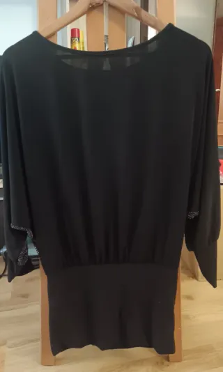 Vestido fiesta lentejuelas negro y plata