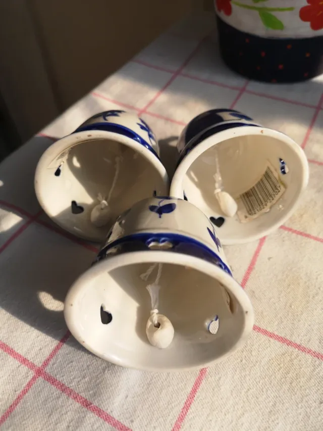 3 campanelle in ceramica decorate