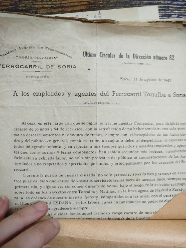 Absorción Ferrocarril Soria RENFE 1941 documentos