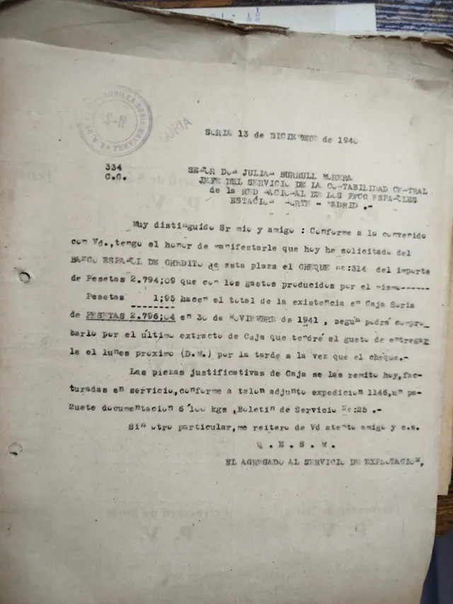 Absorción Ferrocarril Soria RENFE 1941 documentos
