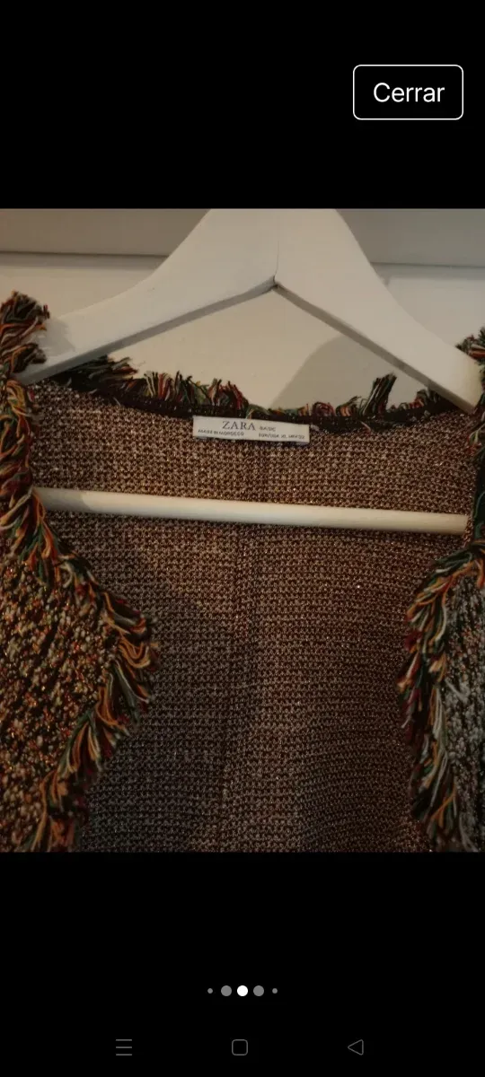 Abrigo Zara punto tres cuartos flecos