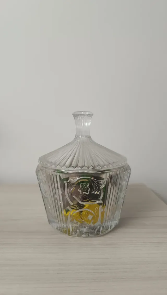 Bomboniera di cristallo con coperchio - 13 cm