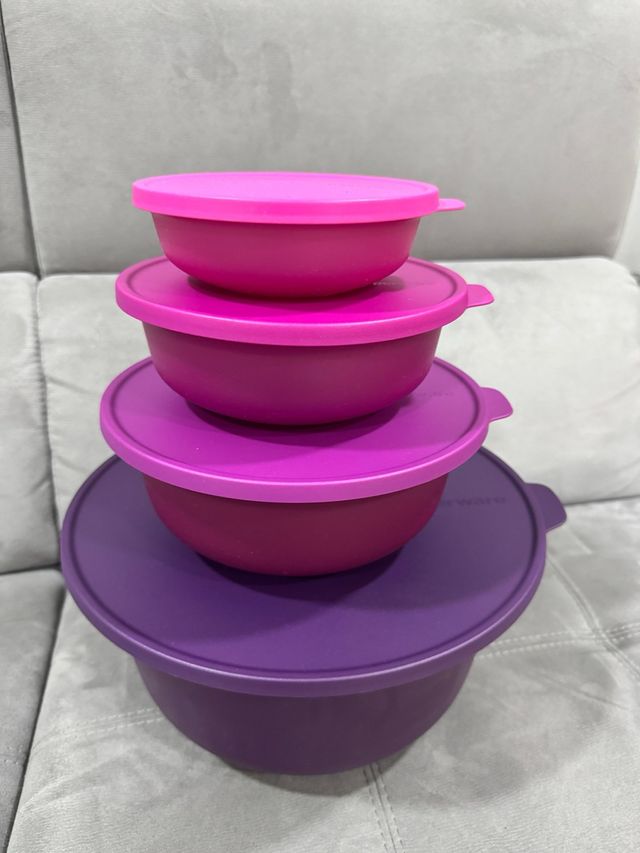 Set 4 Contenitori Tupperware Rosa e Viola