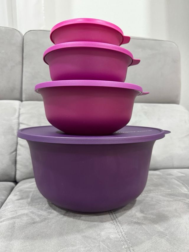 Set 4 Contenitori Tupperware Rosa e Viola