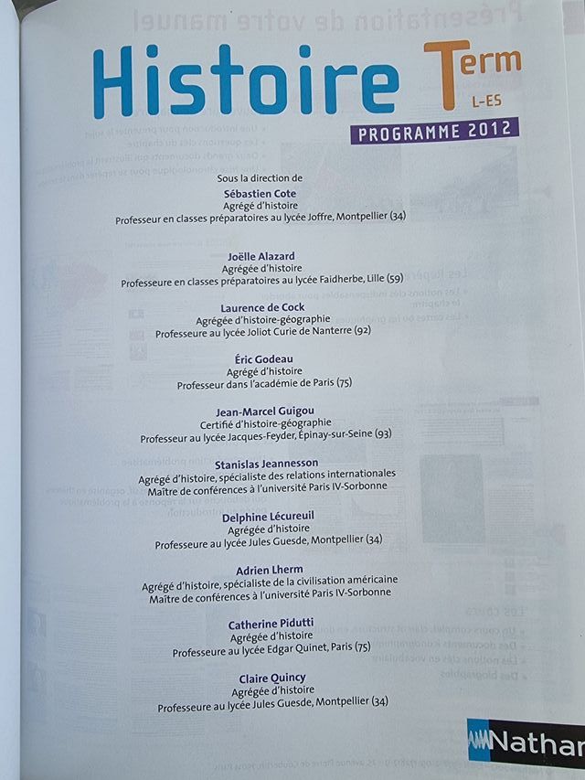 Histoire Tle L ES Livre de l'élève