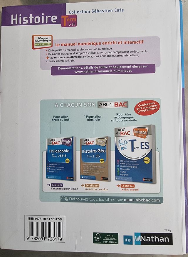 Histoire Tle L ES Livre de l'élève