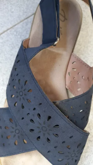 Sandalias de piel mujer azul