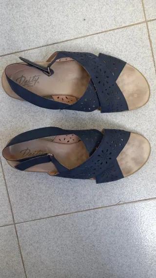 Sandalias de piel mujer azul