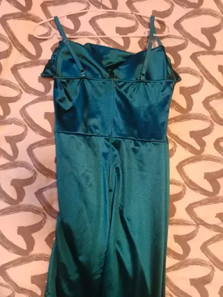 Vestido de fiesta largo verde azulado