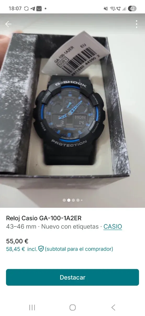 Reloj Casio GA-100-1A2ER Negro/Azul