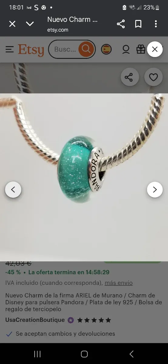 2 Charm Pandora disney y corazón