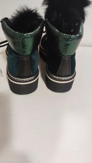Stivaletti donna velluto verde pelliccia vera