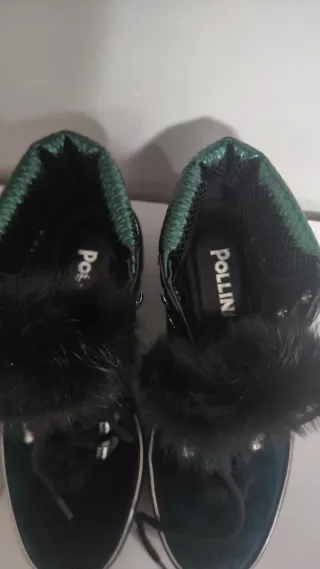 Stivaletti donna velluto verde pelliccia vera