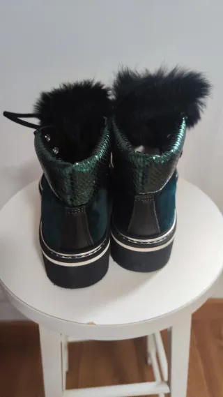 Stivaletti donna velluto verde pelliccia vera