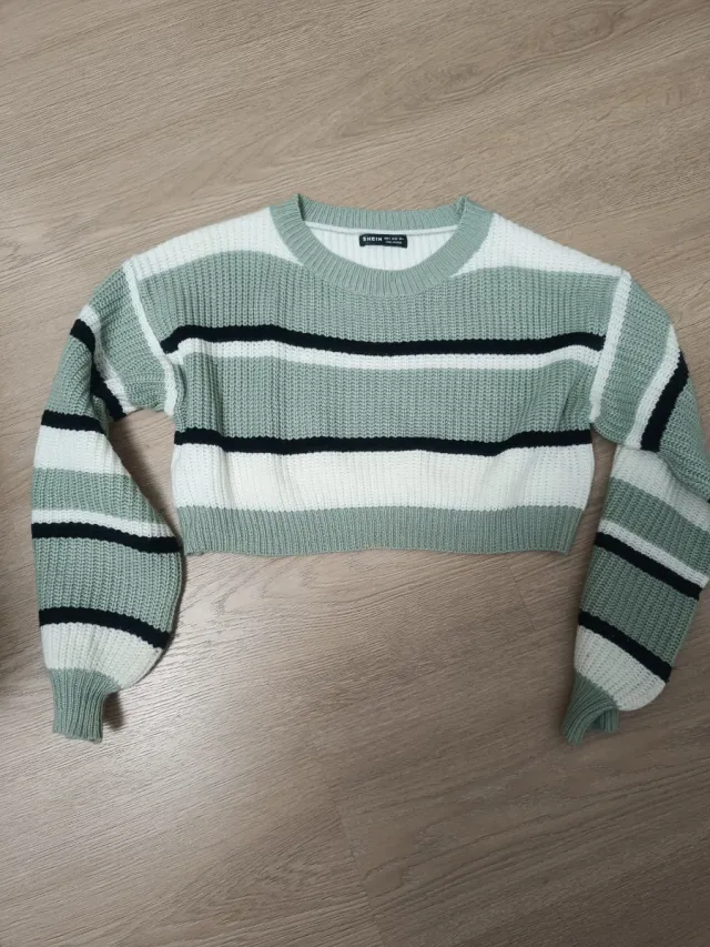 Maglietta Shein a righe verde bianco taglia XS