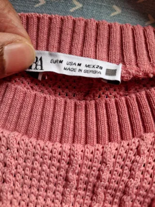 Top corto rosa lavorazione a trecce taglia M