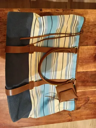 Bolso DKNY rayas azul y beige