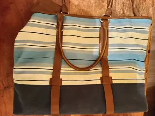 Bolso DKNY rayas azul y beige