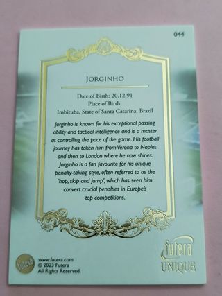 Carta Fútbol Jorginho Italy Futera Unique 2023