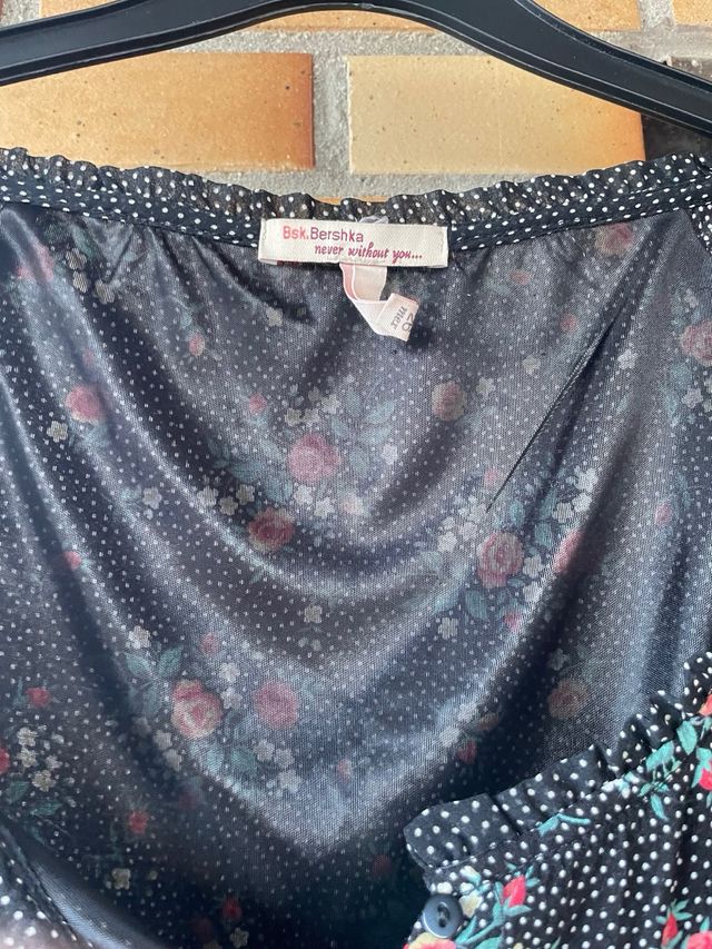 Vestido estampado floral negro mujer